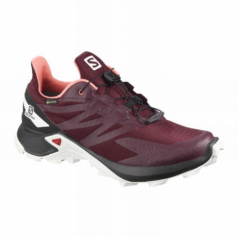 Chaussures De Trail Running Salomon Femme Bordeaux / Noir - Salomon SUPERCROSS BLAST GTX W - France